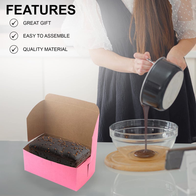 MT Products Pink Pastry Boxes 8" x 5" x 3.5" - Kraft Bakery Boxes No-Window (Pack of 25) - Made in USA - Image 5